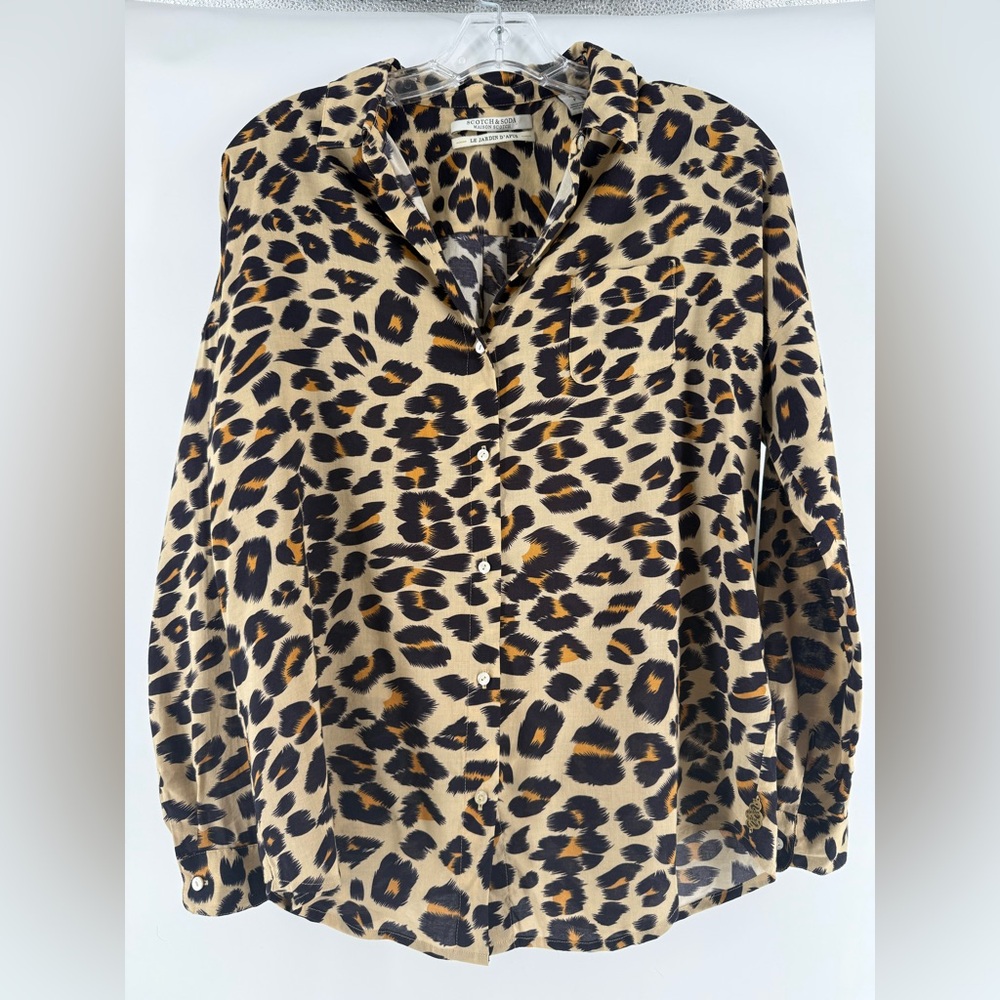 Scotch & Soda  Le‎ Jardin D’Apus Women’s Viscose Leopard Button Up  Sz P (0-2)
